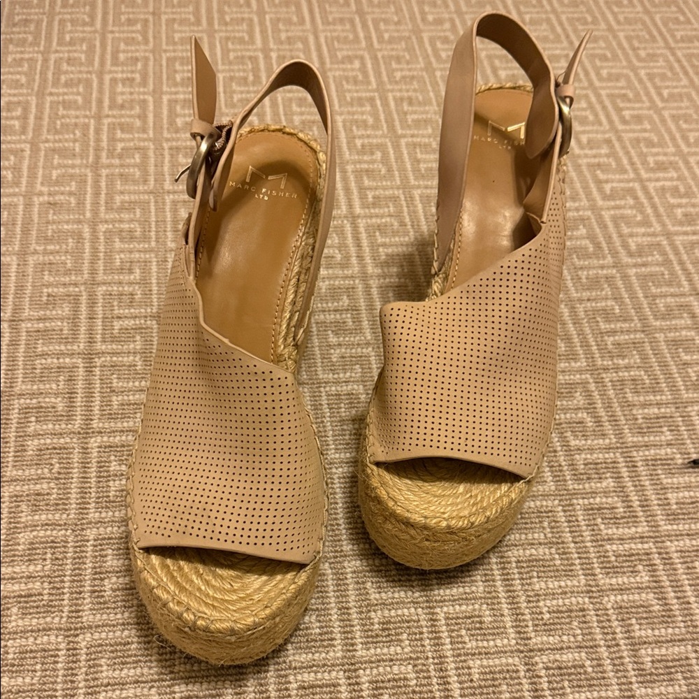 Marc Fisher Beige Espadrille Wedges
